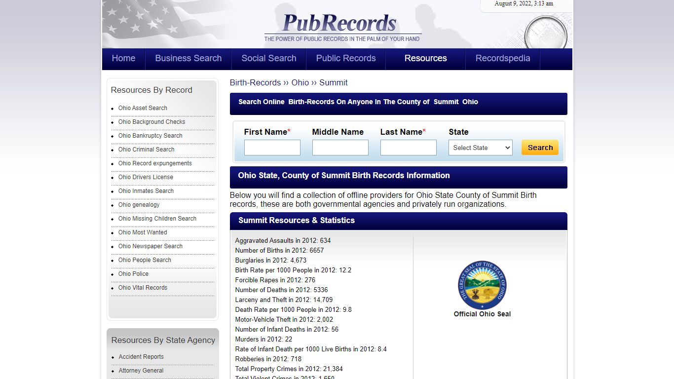 Summit County, Ohio Birth Records